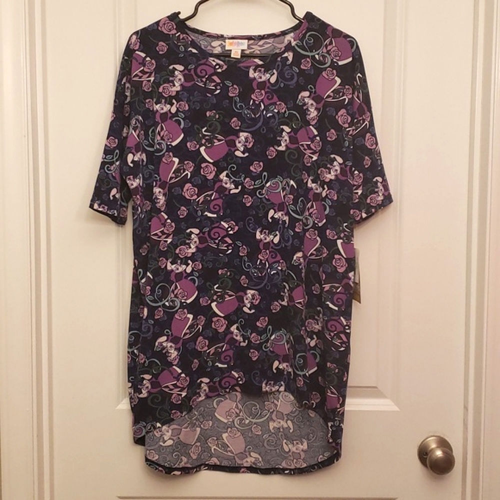Disney Lularoe Irma Style Tunic Top Queen of Hearts Stretch Loose Fit XS